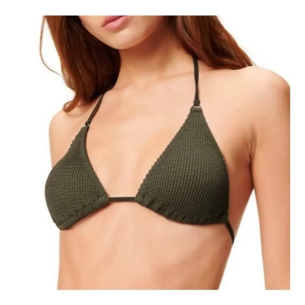 Good American Always Fits Tiny Ties Bikini Top Stormy Green Size‎ 1/2